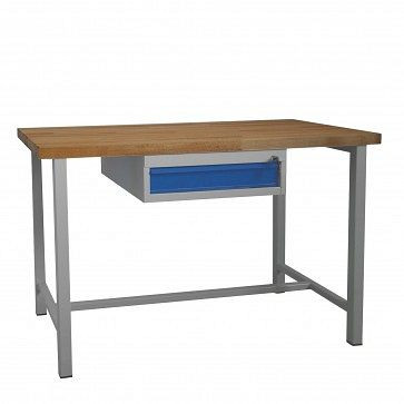 Etabli ADB avec tiroir simple, dimensions : 1200x600x840mm (LxPxH), couleur table de travail : gris, RAL 7035, couleur tiroir : bleu clair, RAL 5012, 41941
