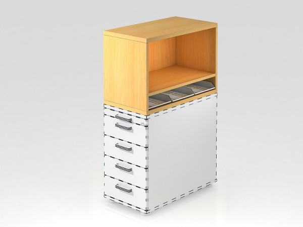Étagère supérieure Hammerbacher pour conteneurs SC en hêtre, 42,8x80x53 cm (LxPxH), VSCA1/6