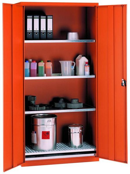 Armoire environnementale KLW, 2000 x 1000 x 490 mm, portes battantes et 4 bases de plateaux, soudées étanches, 7FN-NH2000TD-U204XRB