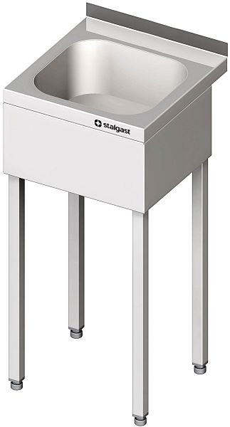 Lave-mains Stalgast avec base, 400x410x850 mm, avec panneau de lavabo à trois côtés, avec dosseret, soudé, VHW85401A