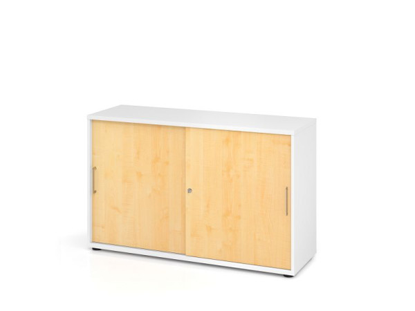 Armoire à portes coulissantes Hammerbacher 1752S BS, 2 OH, corps : blanc / façade : érable, 120 x 40 x 74,8 cm (LxPxH), V1752S/W/3/BS