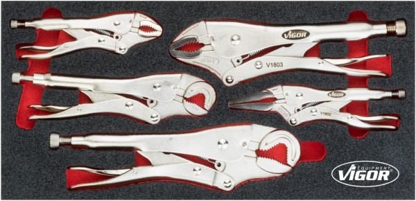 Jeu de pinces à grip VIGOR, nombre d'outils : 5, V5004