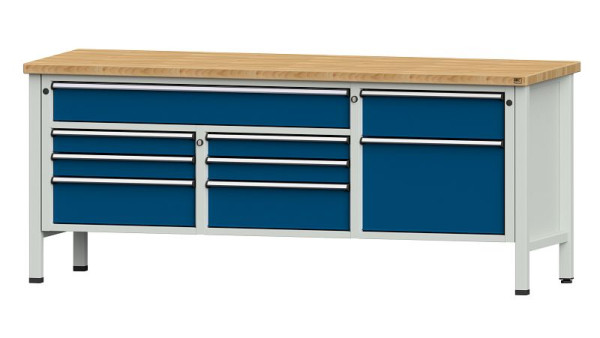 Établis ANKE Établi en caisson, modèle 282 V, 2000 x 700 x 840 mm, RAL 7035/5010, BMP 40 mm, 304.532