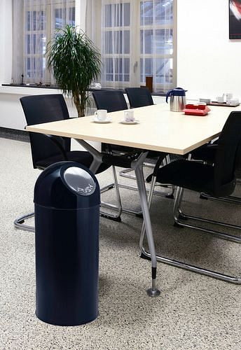 Poubelle à pousser DENIOS en acier, volume de 55 litres, noir, 169-604