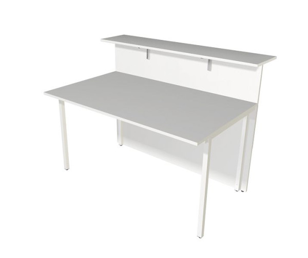 Kerkmann comptoir de base Atlantis 3, droit sur 2 côtés, L 1350 x P 920 x H 1080 mm, blanc/noyer, 22330254