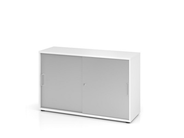 Armoire à portes coulissantes Hammerbacher 1752S BS, 2 OH, corps : blanc / façade : argent, 120 x 40 x 74,8 cm (LxPxH), V1752S/W/S/BS