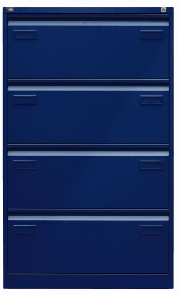 Classeur suspendu Bisley LIGHT, double rail 4 tiroirs HR, bleu oxford, CDF4639