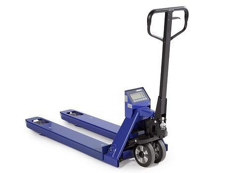 Transpalette manuel DENIOS HW avec balance intégrée, capacité de charge 2000 kg, 128380