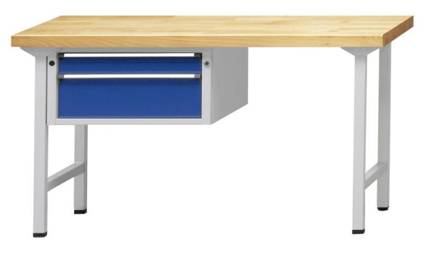 Établi combiné ANKE; 1500x700 mm; RAL 7035/5010; Armoire inférieure gauche (V-BL) 660x615x330 mm, 2 tiroirs 90, 180 mm