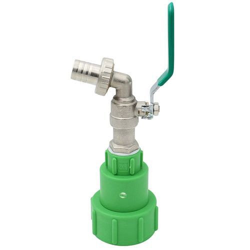 Robinet à boisseau sphérique DENIOS IBC en métal, 3/4, avec écrou-raccord S60x6 / 62mm, paquet de 3, 311437