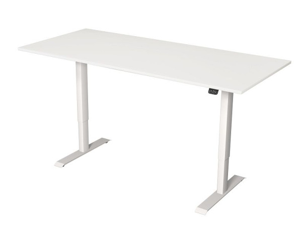 Table assis/debout Kerkmann L 1800 x P 800 mm, réglable en hauteur électriquement de 720 à 1200 mm, blanc, 10360510