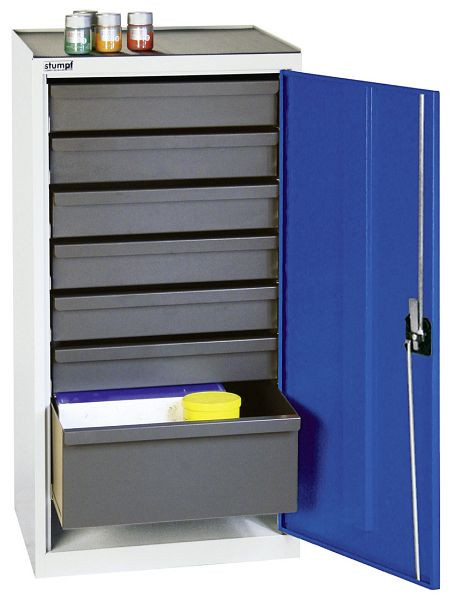armoire à outils et matériaux contondants série 3000, 7035/5010, 6 tiroirs 100 mm, 1 tiroir 200 mm, 3001874