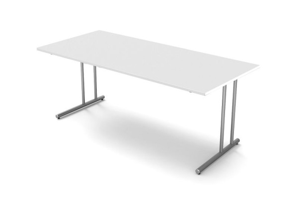 Bureau Kerkmann avec pied en C, Start Up, L 1800 mm x P 800 mm x H 750 mm, couleur : blanc, 11434110