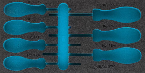 Insert en mousse souple à 2 composants Hazet, pour 802 TH/7 Dimensions / longueur : 342 mm x 172 mm Taille du système d'organisation : 1/3 (342 x 172 mm), 163-422L