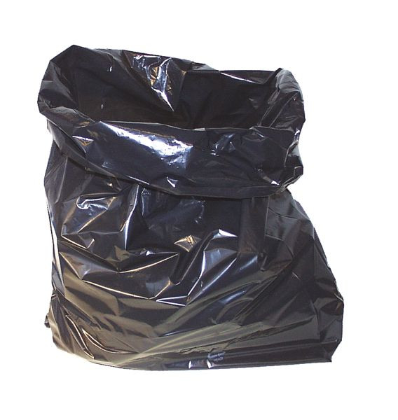 Sacs poubelle Busching avec soudure inférieure, 630x850x0,03mm, 70 litres, LDPE, SF, noir opaque, paquet de 300, 399