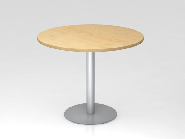 Table de réunion Hammerbacher 100cm ronde érable/argent, structure argentée, VSTF10/3/S