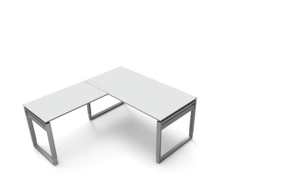 Bureau Kerkmann L 1600 x P 800 x H 680-820 mm avec table d'extension, forme 5, coloris : gris clair, 11403911