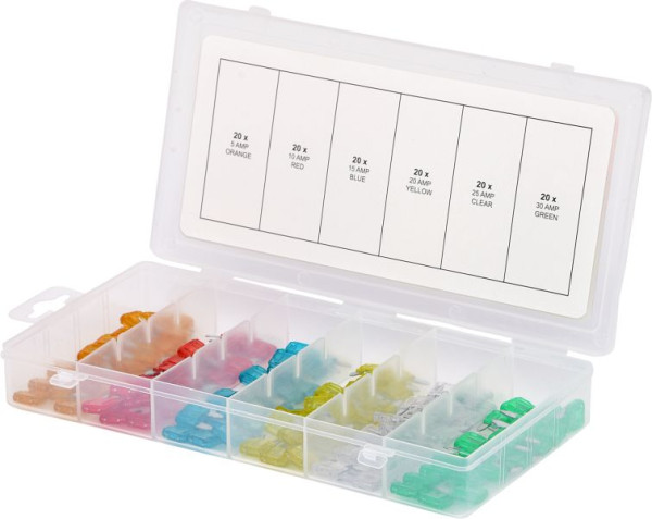 Gamme KS Tools de mini-fusibles, 5-30A, 120 pièces, 970.0280