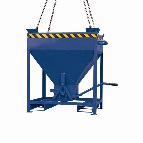 Conteneur silo industriel Eichinger, poches d'accès et œillets de grue, bec central pouvant être actionné à l'aide d'un levier, 300 litres bleu gentiane, 20520400000097