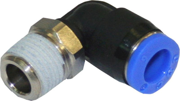 temporisateur B-WEdkM-4-1/8-KU, mini raccord à vis coudé, réglable sans pression, filetage revêtu de PTFE - conique, UE : 10 pièces, 03180606