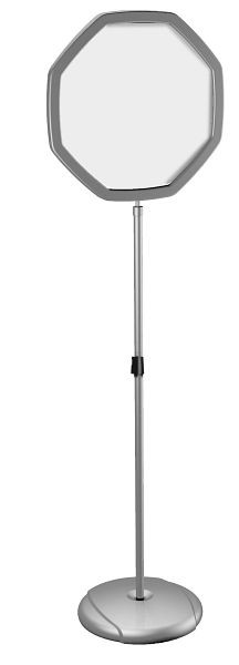 Panneau d'information autoportant Bi-Office octogonal, réglable en hauteur en continu, gris, 160x40cm, SIG08070202
