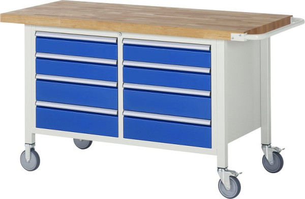Etabli mobile RAU série 8000, conteneur à double fond (8x tiroir), 1500x880x700 mm, 05-8477A2-157B4S.11