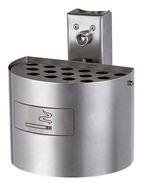 Cendrier Renner demi-rond pour fixation murale et sur poteau, avec rail de montage, acier inoxydable, brossé, mat, 7067-ES