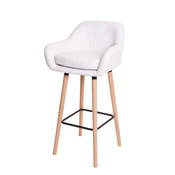 Ensemble de 2 tabourets de bar Mendler Malmö T381, tabouret de bar, simili cuir, blanc, 74321