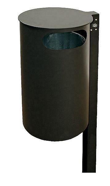 Poubelle Renner avec poteau environ 40 L, à encastrer dans le béton, sans cendrier, dimensions du conteneur Ø 370 x H 705 (mm), gris noir, 7706-00PB 7021