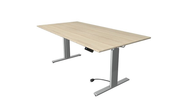 Kerkmann Move 3 table assis/debout argent, L 2000 x P 1000 mm, réglable en hauteur électriquement de 720 à 1200 mm, érable, 10233750
