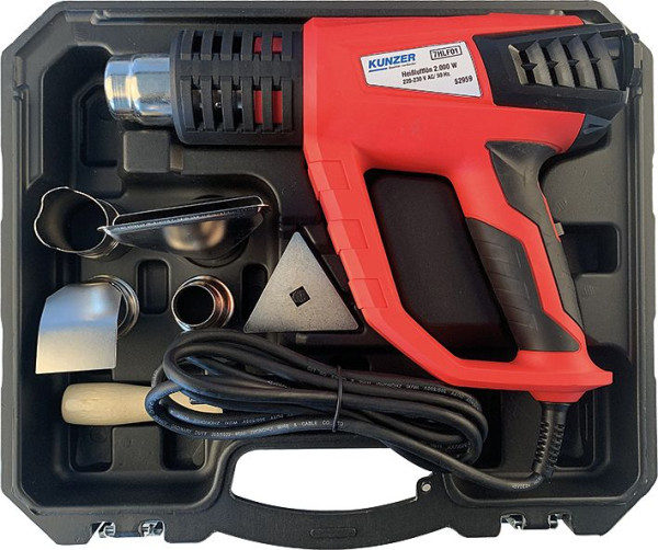 Sécheur à air chaud Kunzer 2000W, 3 niveaux, avec accessoires en coffret, 7HLF01