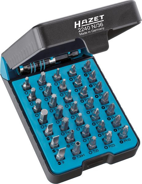 Jeu d'embouts Hazet, profil Pozidriv PZ, 6 pans creux 6,3, profil Phillips PH, profil TORX® inviolable, nombre d'outils : 36, 2240N/36