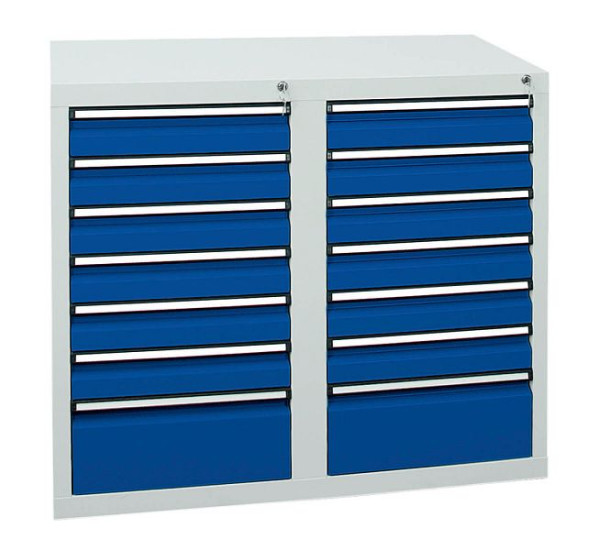 armoire à tiroirs émoussés série STS 410, RAL 7035/5010, 14 tiroirs (12x100, 2x200 mm), 7102274