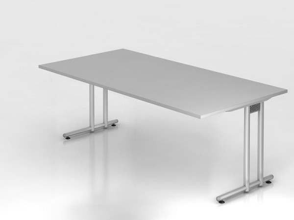 Bureau Hammerbacher pied C 200x100cm gris/argent, hauteur de travail 72 cm, VNS2E/5/S