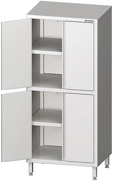 Armoire haute Stalgast avec portes battantes, 700x600x1800 mm, avec deux espaces d'armoire, soudée, VHK07605
