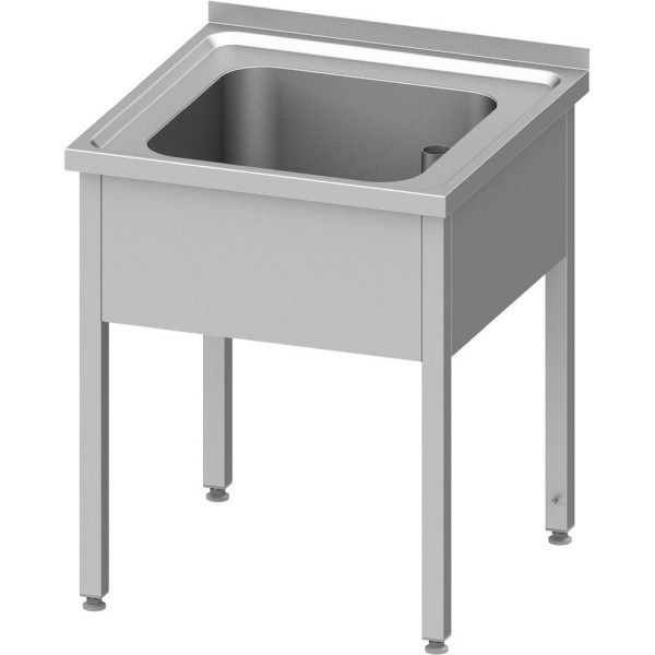 Évier Stalgast sans fond 700x600x850 mm, avec vasque avec dosseret, soudé, VST07620A