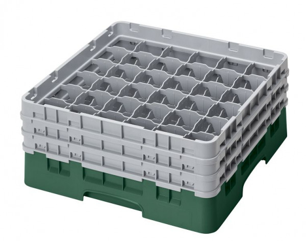 Panier de lavage Cambro 36 compartiments Camrack® 17,4 cm vert bouteille, paquet de 3, 36S638119