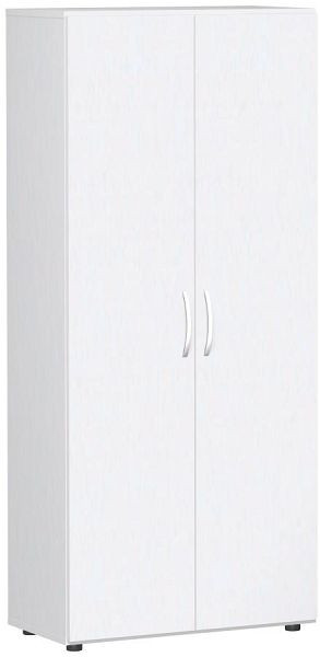 armoire à portes battantes geramöbel avec pieds, amortisseur de porte inclus, verrouillable, 800x420x1808, blanc/blanc, S-385100-WW