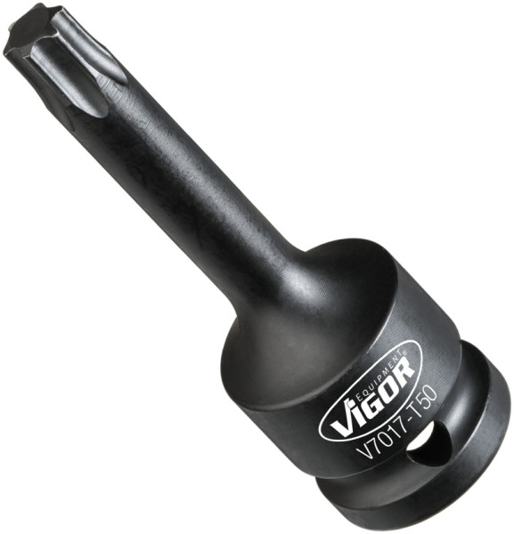 Embout de tournevis pour clé à chocs VIGOR, carré creux 12,5 mm (1/2 pouce), profil TORX interne, T50, V7017-T50