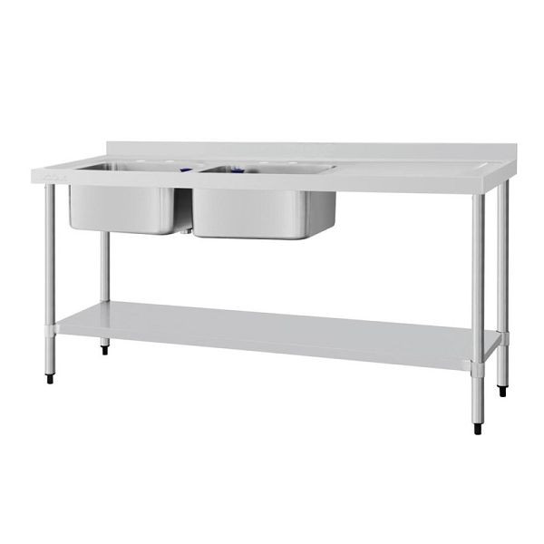 Vogue évier en acier inoxydable égouttoir double évier gauche et droite 180x60cm, DY827