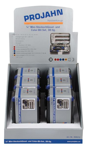 Présentoir Projahn 6 x mini clé à douille et boîte à embouts 394072, 39407206