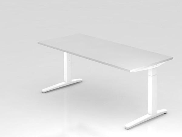 Bureau Hammerbacher pied C 180x80cm blanc/blanc, coulisses en aluminium blanc, VXB19/W/WW
