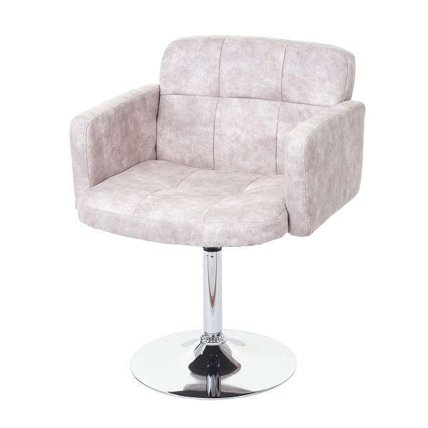 Chaise de salle à manger Mendler Orlando, chaise pivotante, imitation daim chromé, gris clair vintage, 59774