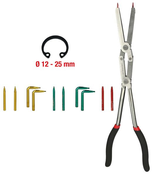 KS Tools Pince-étau à double articulation pour bagues de verrouillage externes avec pointes remplaçables, 500.7015