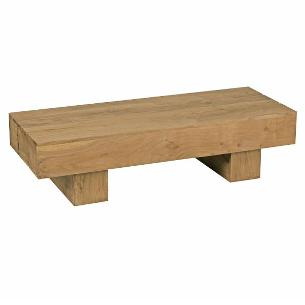 Table basse Wohnling SIRA en bois d'acacia massif 120 cm de large, style maison de campagne marron foncé, WL1.439
