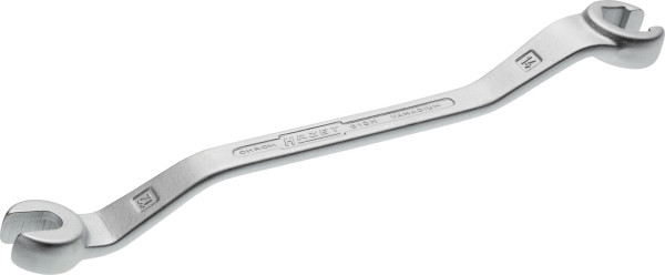 Clé polygonale double Hazet, ouverte, profil 6 pans extérieur, 12 x 14 mm, pour presse-étoupes, coudée (15° et 40°), 612N-12X14