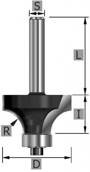 Fraise ronde Edessö HW avec roulement à billes, A: 18,7, R: 3, B: 9,5, C: 8, 111018708