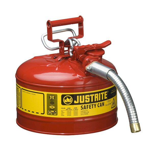 Conteneurs de sécurité Justrite AccuFlow Type II 1002, 30,5 cm x 30,5 cm, 3302 cm, rouge, Type II - tuyau 25⌀ x 229 mm, JCN7225130