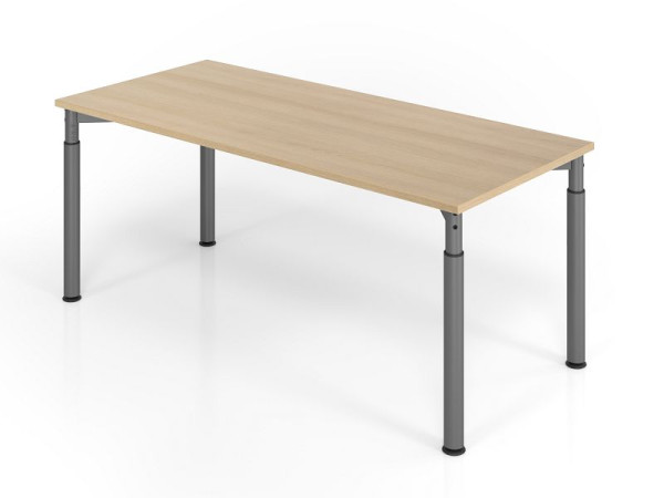 Bureau Hammerbacher YS19, 180 x 80 cm, plateau : chêne, épaisseur 25 mm, chant épais en ABS, forme rectangulaire, graphite, VYS19/E/G