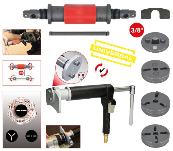 KS Tools Jeu d'outils universels de réinitialisation des pistons de frein, 8 pièces, 150.2440